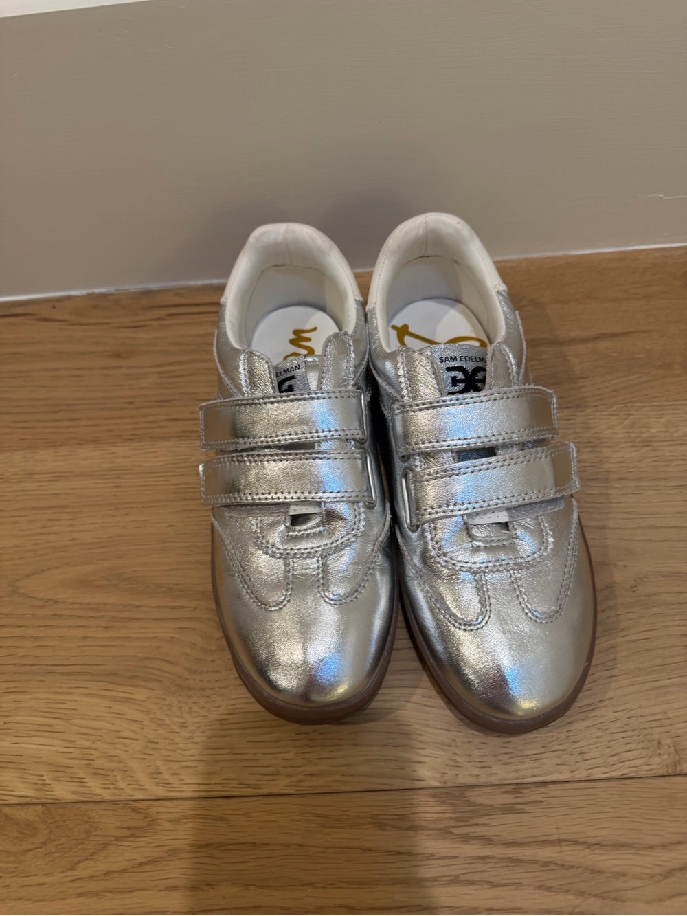 Sam Edelman Silver Metallic Velcro Sneakers